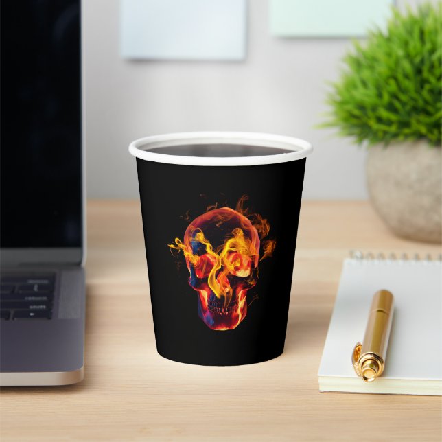 Vasos De Papel Skeleton Skeleton en llamas retro muerto (in situ)