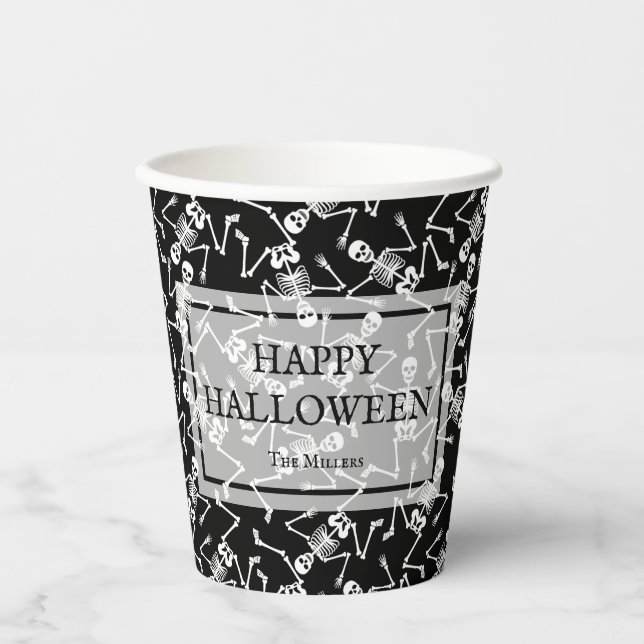 Vasos De Papel Skeletons Happy Halloween (Anverso)