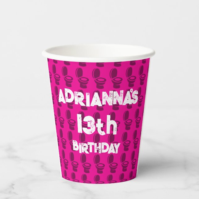 Vasos De Papel Skibidi Toilet Pink Birday Party (Anverso)