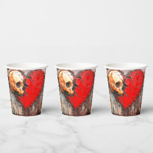 Vasos De Papel Skull Heart