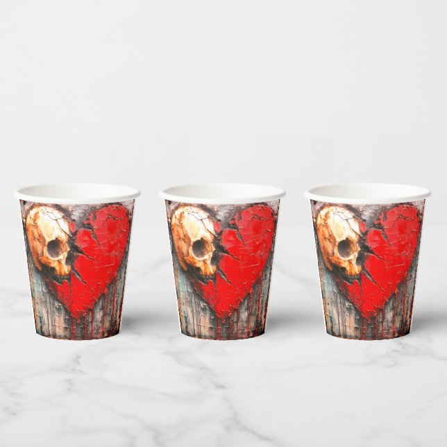 Vasos De Papel Skull Heart (Multi)