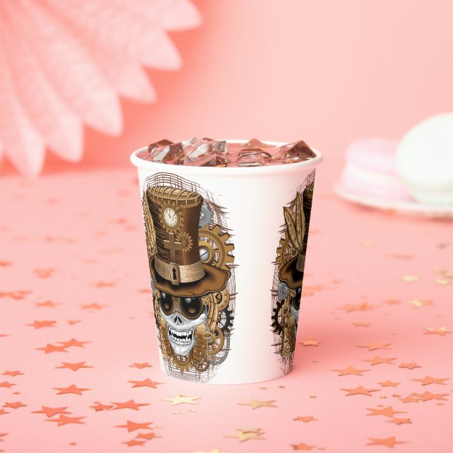 Vasos De Papel Skull Steampunk Voodoo Retro Machine (in situ)