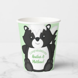 Vasos De Papel Skunk Baby Shower Green