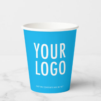 Vasos De Papel Sky Blue Paper Cups Custom Business Logo 8 oz