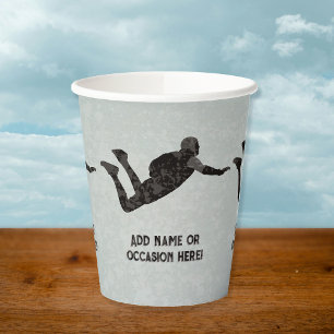 Vasos De Papel Skydiving freefall metalizado look del deporte mas