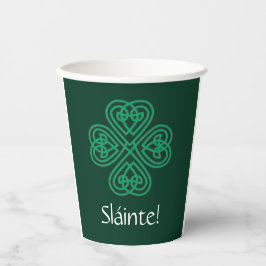 Vasos De Papel Sláinte irlandés Shamrock Green Celcky Clover