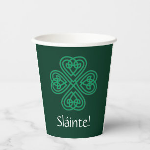 Vasos De Papel Sláinte irlandés Shamrock Green Celcky Clover