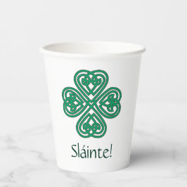 Vasos De Papel Sláinte irlandés Shamrock Green Celus Lucky Clover