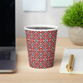 Vasos De Papel Slavic Ethnic Embroidery, Balkan Traditional