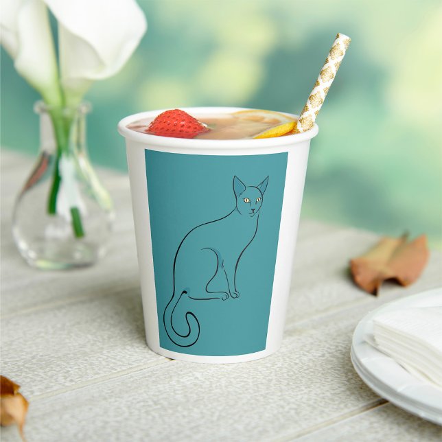 Vasos De Papel Sleek Cat Sketch (Subido por el creador)