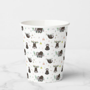 Vasos De Papel Sleepy Sweet Sloth Pattern