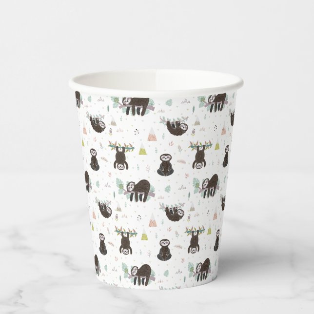 Vasos De Papel Sleepy Sweet Sloth Pattern (Izquierda)
