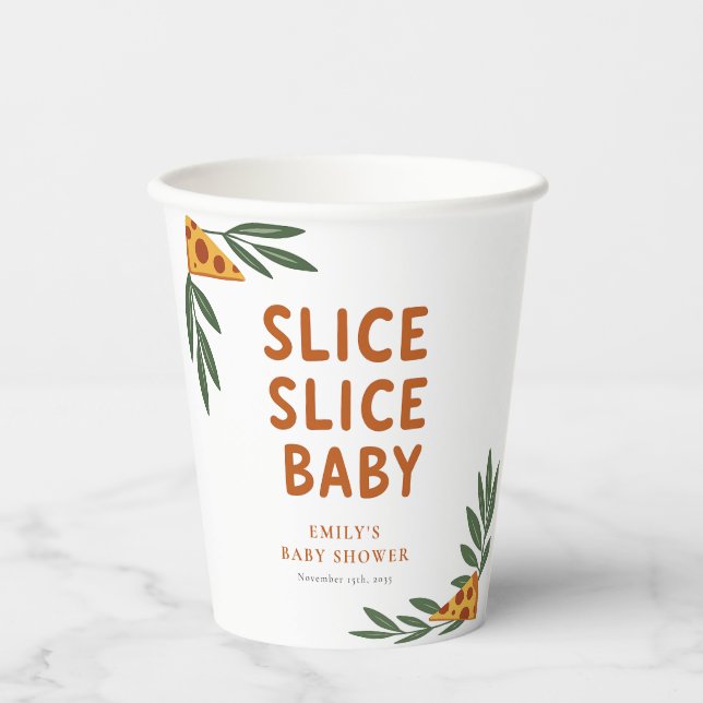 Vasos De Papel Slice Slice Baby Pizza Baby Shower (Anverso)