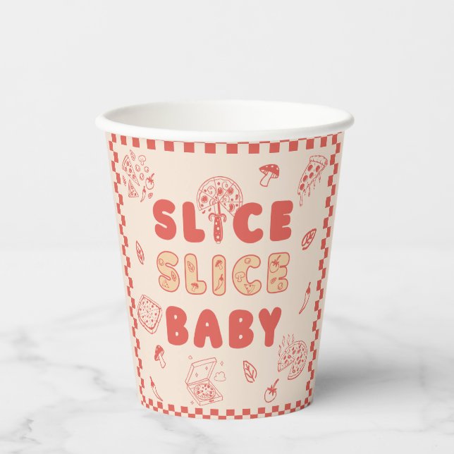 Vasos De Papel Slice Slice Baby Pizza Hand Drawn Baby Shower (Anverso)