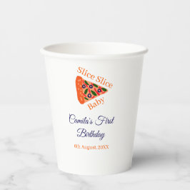 Vasos De Papel Slice Slice pizza bebé azul 1 cumpleaños
