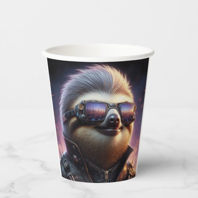 Vasos De Papel Sloth Cyberpunk (Anverso)
