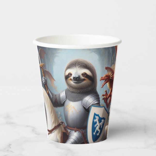 Vasos De Papel Sloth Knight contra los dragones (Anverso)