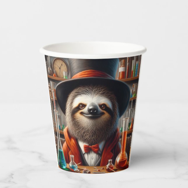Vasos De Papel Sloth Mad Scientist (Anverso)