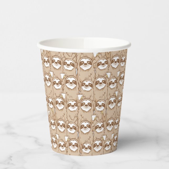 Vasos De Papel Sloths & Coffee Pattern (Izquierda)