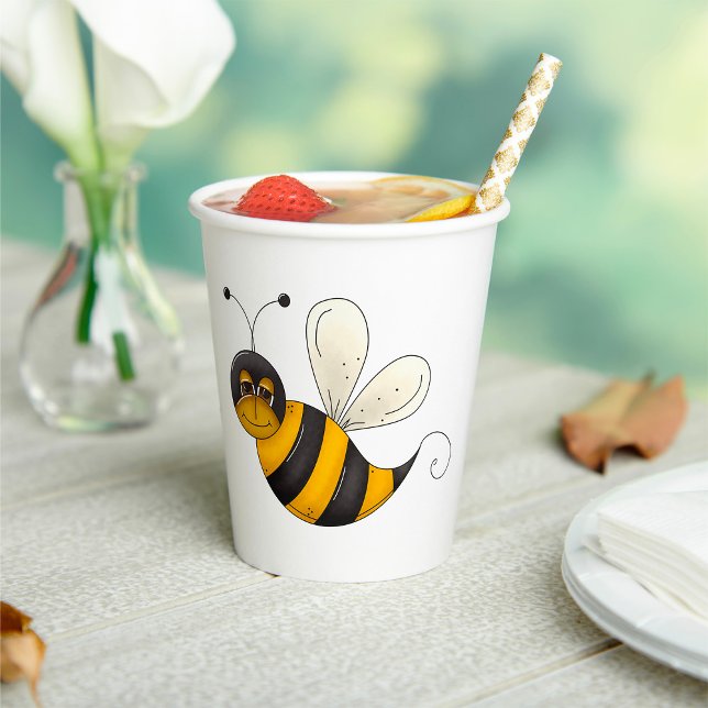 Vasos De Papel Smiling Bee Fun Bumblebee Character (Subido por el creador)