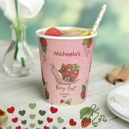 Vasos De Papel Snail & Strawberry 'Berry First' Party Cups
