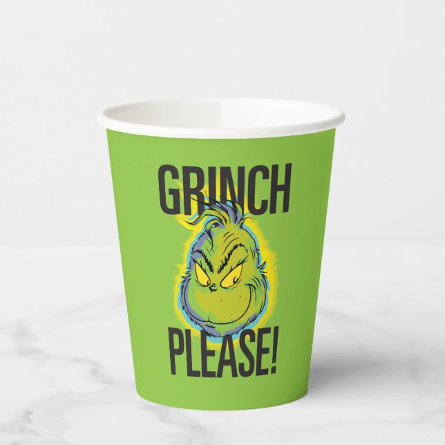 Vasos De Papel Snarky Grinch | Grinch divertida, por favor, cita (Izquierda)