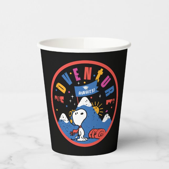 Vasos De Papel Snoopy Adventure Awaits Graduation Mountain Design (Izquierda)