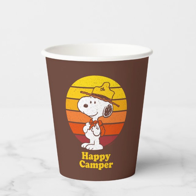 Vasos De Papel Snoopy | Beagle Scout - Camper feliz (Anverso)