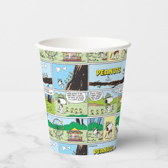 Vasos De Papel Snoopy & Friends | Ir de campamento (Anverso)