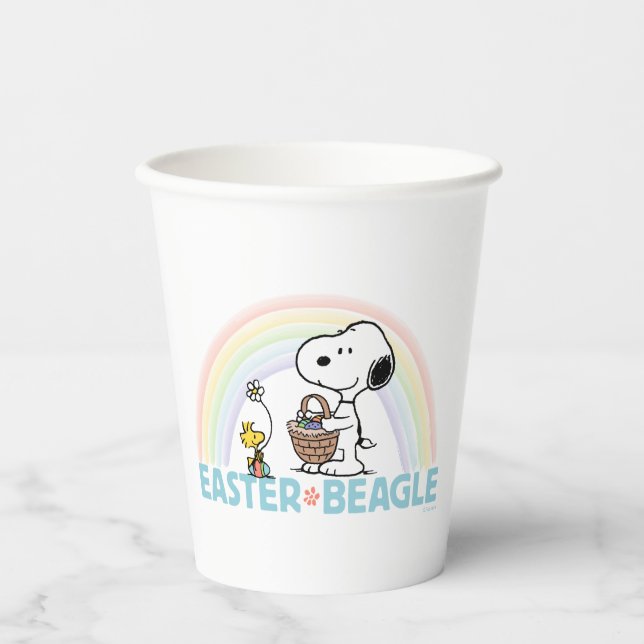 Vasos De Papel Snoopy & Woodstock - Beagle de Pascua (Anverso)