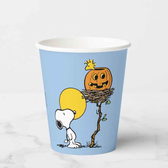 Vasos De Papel Snoopy & Woodstock Nest con Jack O' Lantern (Anverso)