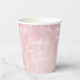 Vasos De Papel Snowflake Winter Wonderland Baby Shower Pink