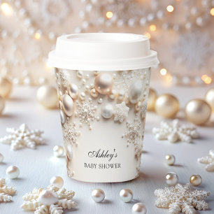 Vasos De Papel Snowflakes Winter Wonderland Baby Shower
