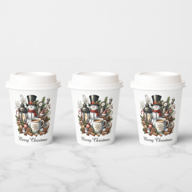 Vasos De Papel Snowman Christmas (Multi)