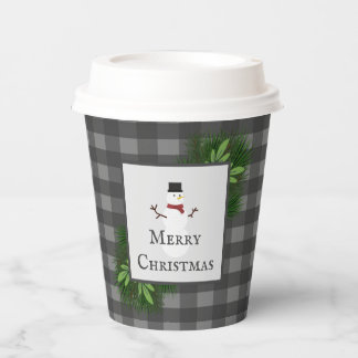 Vasos De Papel Snowman Gray Buffalo Placa