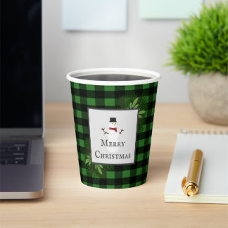 Vasos De Papel Snowman Green Buffalo Plate Paper Cup