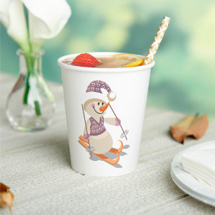 Vasos De Papel Snowman Skiing
