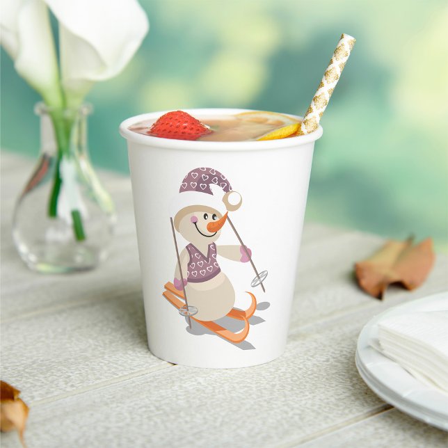Vasos De Papel Snowman Skiing (Subido por el creador)