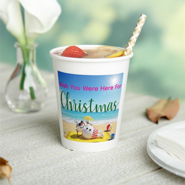 Vasos De Papel Snowman Sunbathing (in situ)