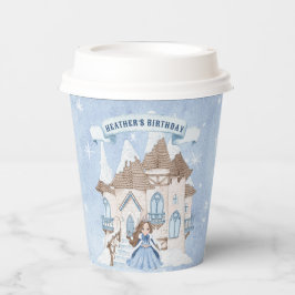 Vasos De Papel Snowy Winter Brunette Princess Birthday
