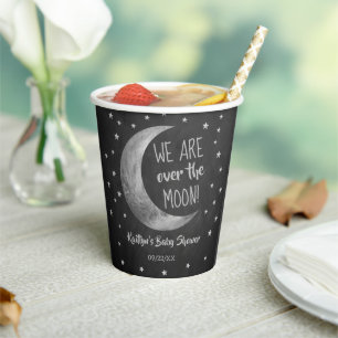 Vasos De Papel Sobre la luna BABY SHOWER