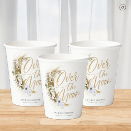 Vasos De Papel Sobre la luna Boho Oro Polvo y Nubes