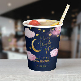 Vasos De Papel Sobre la luna estrellas ducha bebé rosa