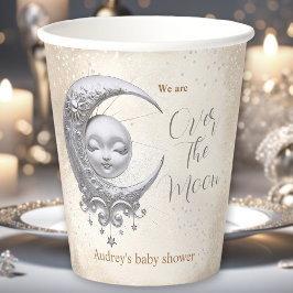 Vasos De Papel Sobre la Luna Un Baby Shower Neutral De Género