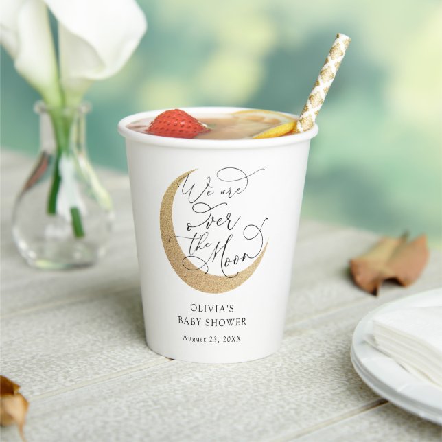 Vasos De Papel Sobre las tazas de papel de Baby Shower en la Luna (in situ)