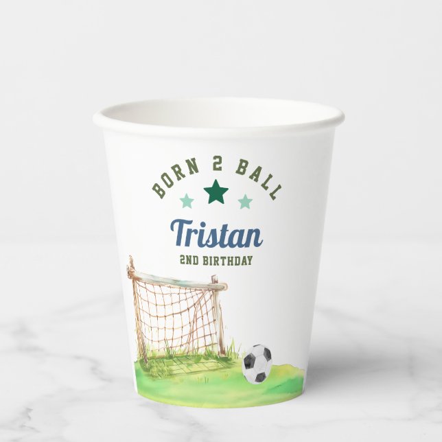 Vasos De Papel Soccer “Born Two Ball” Second Birthday (Anverso)