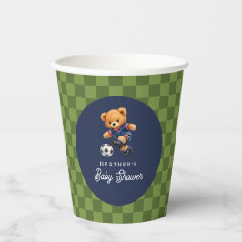 Vasos De Papel Soccer Teddy Bear Checkboard Baby Shower