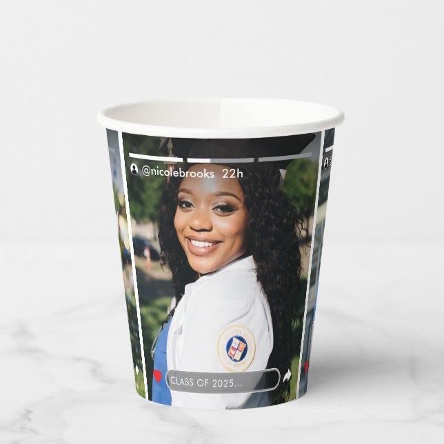 Vasos De Papel Social Media Story Post Foto Partido de Graduación (Izquierda)