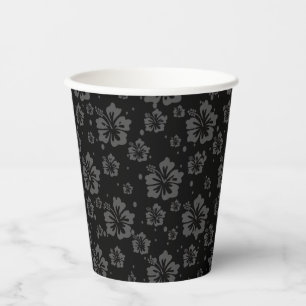 Vasos De Papel Sofisticada floral de color negro negro oscuro