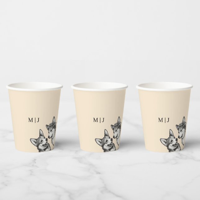 Vasos De Papel Soft Champagne - Boda Caprichosa de Corgi  (Multi)